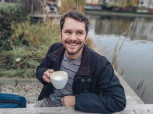 man, coffee, outdoors